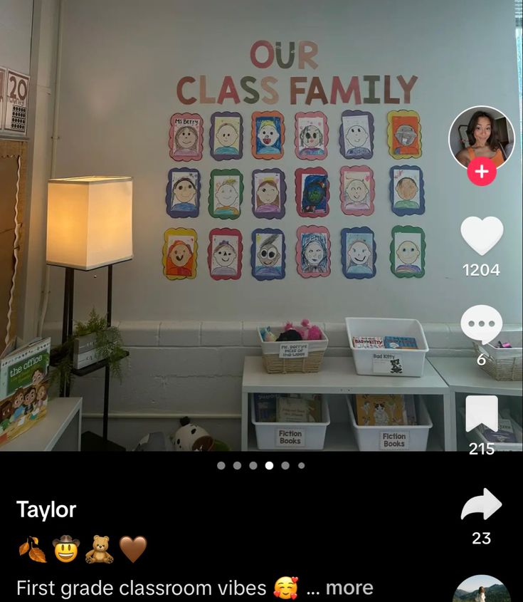 an image of a classroom wall with pictures on it