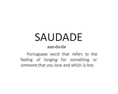 the words saundade are written in black and white