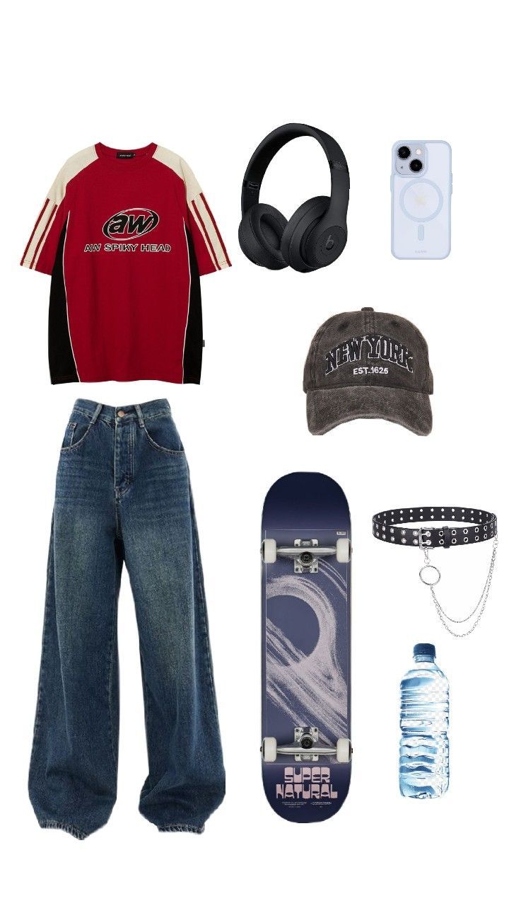 #outfit #skater #aesthetic Skater Boy Fit, Skater Style Aesthetic, Skater Outfit Ideas, 2000s Skater Fashion, Skater Outfits Aesthetic, Skater Aesthetic Outfits, 90s Skater Style, Skater Fits, Skateboard Outfit