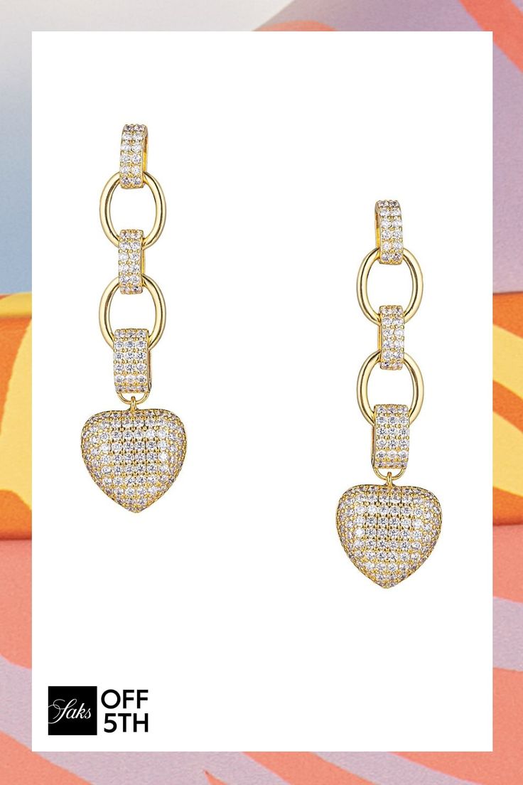 From The Luxe Collection. Classic Heart-Shaped Drop Earrings Are Adorned With Cubic Zirconia. Cubic Zirconia 18k Goldplated Brass Pushback Imported Size Drop, About 3" Click Here For A Guide To Jewelry & Watches. Center Core - W Jewelry > Saks Off 5th > Barneys Warehouse. Eye Candy La. Elegant Gold Crystal Heart Earrings, Valentine's Day Gold Crystal Earrings, Gold Heart Earrings With Cubic Zirconia, Gold Cubic Zirconia Pierced Heart Earrings, Gold Crystal Heart Earrings, Gold Heart Shaped Crystal Earrings, Cubic Zirconia Heart Dangle Earrings For Party, Cubic Zirconia Dangle Heart Earrings For Party, Party Heart Dangle Earrings With Cubic Zirconia