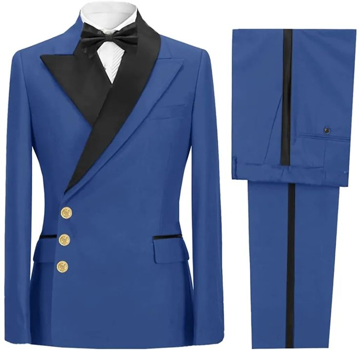 Mens Prom Suits, Blue Single Breasted Suit For Party, Party Double Breasted Suit With Notch Lapel, Fitted Double Breasted Suit With Notch Lapel For Party, Elegant Blue Tuxedo With Lapel Collar, Fitted Royal Blue Tuxedo Suit, Fitted Blue Suits With Lapel Collar, Blue Fitted Suit With Lapel Collar, Fitted Blue Suit With Lapel Collar