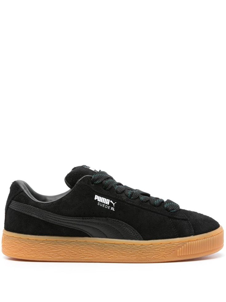 black calf suede round toe logo print to the side side Formstrip logo logo patch at the tongue debossed logo to the rear logo at the sole padded ankle branded insole flat gum-rubber sole front lace-up fastening Suede Skate Shoes For Streetwear, Suede Skate Shoes With Rubber Sole For Streetwear, Casual High-top Sneakers With Logo Patch, Classic Skate Shoes With Embossed Logo For Sports, Casual Skate Shoes For Streetwear, Sporty Sneakers With Embossed Logo For Streetwear, Urban Sneakers With Embossed Logo For Streetwear, Sporty Streetwear Sneakers With Embossed Logo, Suede High-top Sneakers With Gum Sole For Streetwear