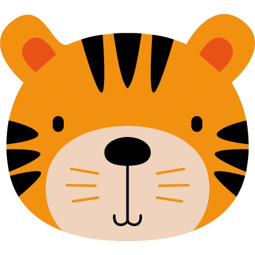 a cartoon tiger's face is shown on a white background