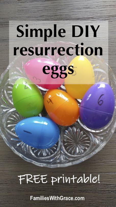 an image of some colorful eggs in a glass bowl with the words simple diy resurrection eggs free printable