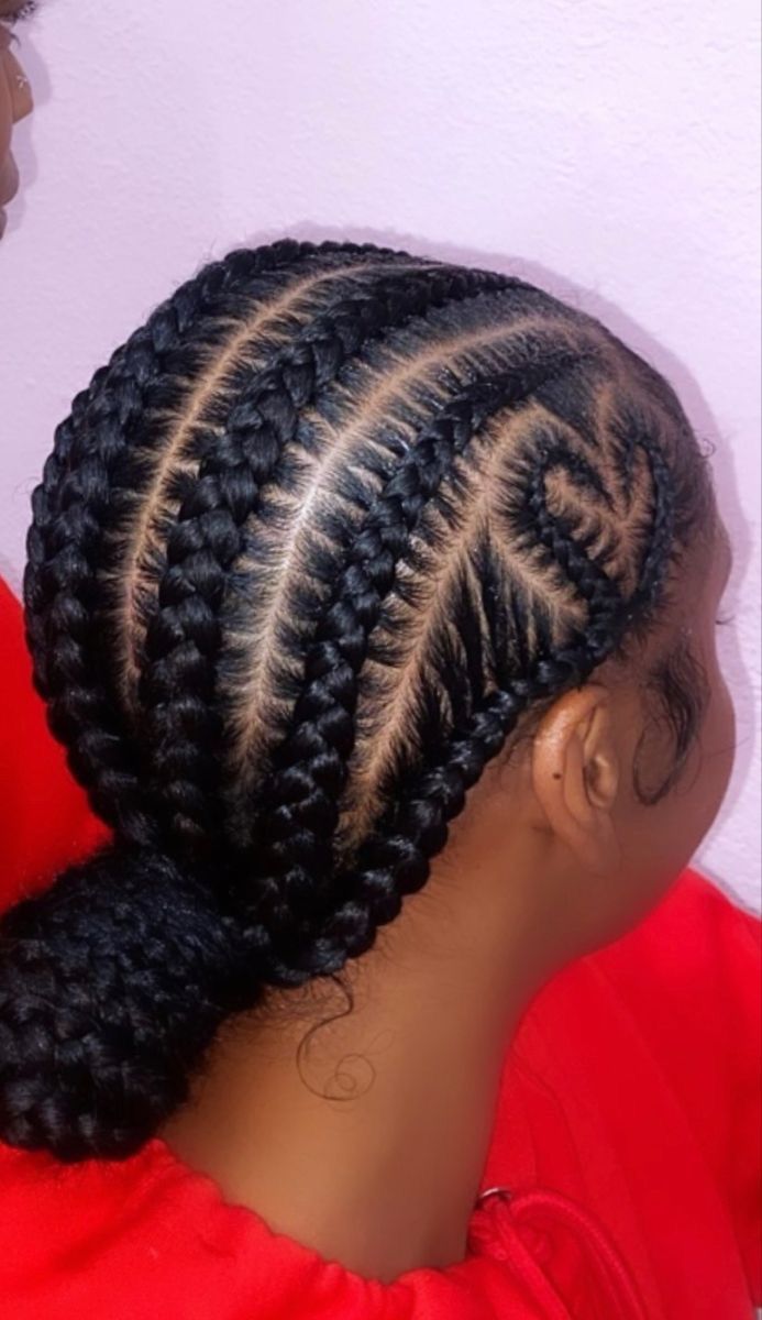 Braided Up Hairstyles Up Dos, Corn Row Braids With Heart, Easy Natural Hairstyles Braids, Straight Back With A Heart, Cute Easy Cornrow Hairstyles, Cornrows Going Back Into A Bun, Medium Length Cornrow Hairstyles, Cornrow Braids With Heart, 4 Cornrows Braids Natural Hair