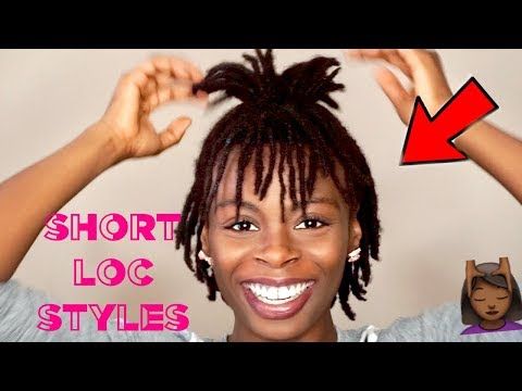 Starter Dreads Styles For Women, Short Starter Locs Hairstyles Black Women, Hairstyles For Short Dreads, Loc Styles For Short Hair Dreadlocks, Really Short Locs, Short Dreads Styles For Women, Unique Loc Styles Short, Easy Loc Styles, Starter Locs Styles For Short Hair