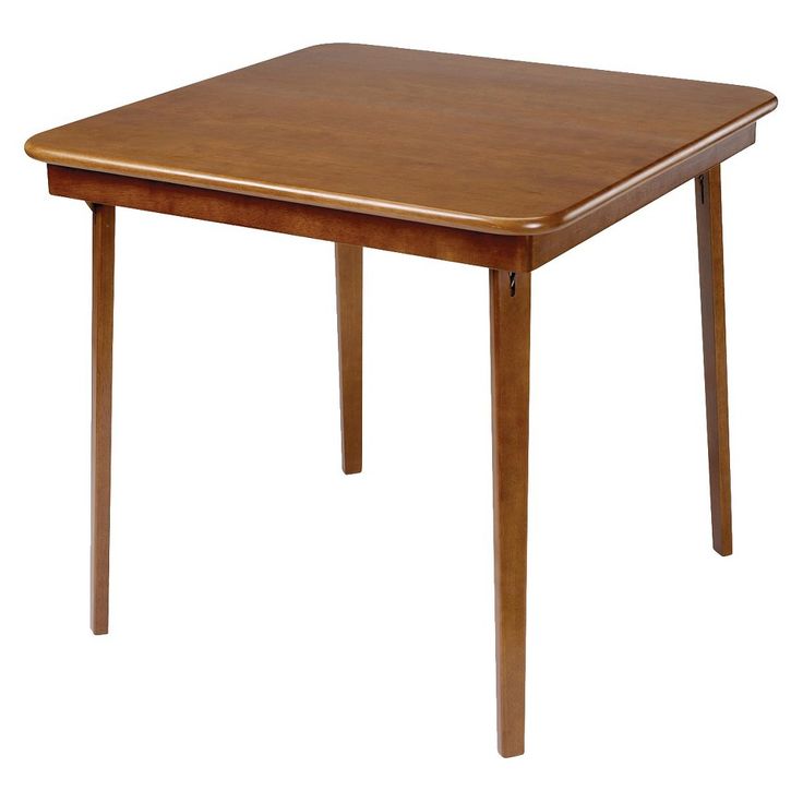 a square wooden table with two legs on an isolated white background for use as a dining room or office desk