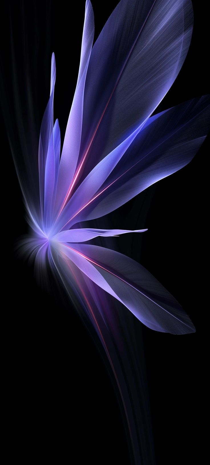 the back side of a flower with purple petals