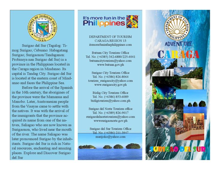 a brochure with images of the philippines and other countries on it's side