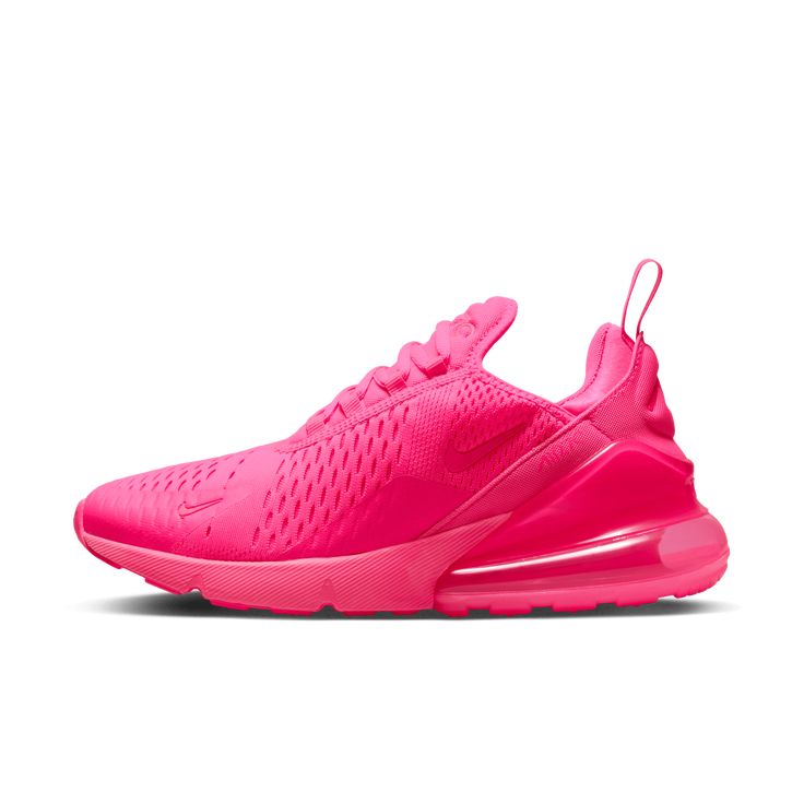 Woman's Nike Air Max 270 Style #FD0293-600 Color : Hyper Hot Pink Barbie Pink Sneakers With Air Cushioning For Streetwear, Pink Nike Air Max For Streetwear, Pink Sneakers With Air Cushioning For Jogging, Pink Nike Air Max With Boost Midsole For Streetwear, Pink Air Max Cushioned Sneakers For Jogging, Pink Air Max Sneakers For Jogging, Pink Nike Sneakers For Jogging, Nike Pink Running Shoes For Streetwear, Pink Running Shoes With Air Cushioning For Streetwear