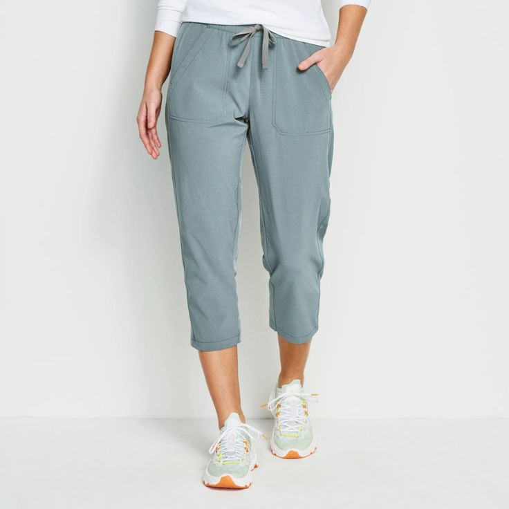 All-Around Capris | Orvis Casual Outdoor Capri Pants, Outdoor Capri Pants With Pockets, Capri Length Pants With Pockets For Outdoor Activities, Capri Length Pants With Pockets For Outdoor, Casual Capris With Elastic Waistband, Athleisure Capris For Outdoor Activities, Casual Comfort Stretch Cropped Leg Capris, Casual Capri Length Bottoms For Outdoor, Gray Casual Activewear For Spring