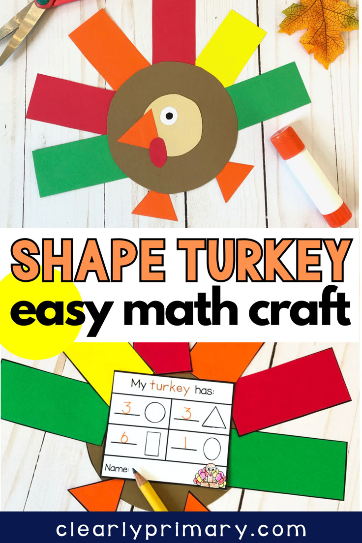 the shape turkey easy math craft for kids