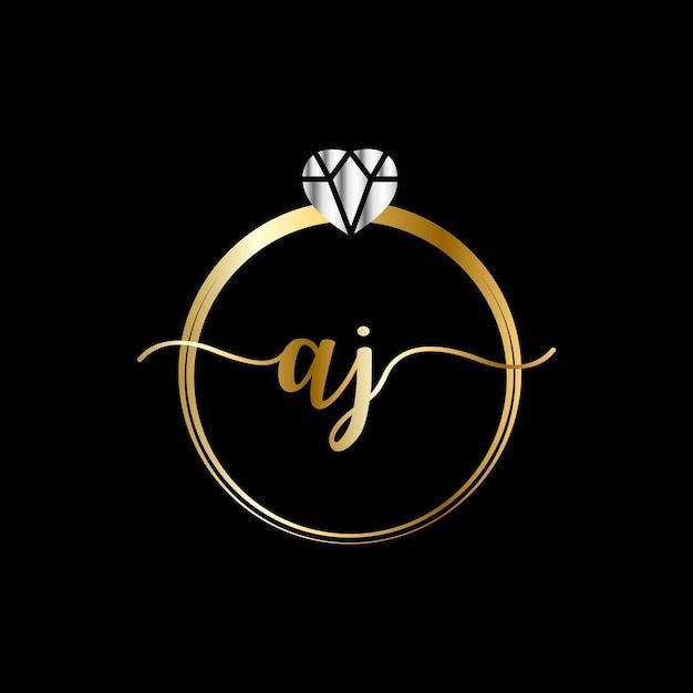 Aj monograms wedding circle handwriting ... | Premium Vector #Freepik #vector #art-logo #creative-logo #simple-logo #logo Aj Initials Logo, Aj Monogram Logo Design, Aj Letter Logo, Aj Name Logo, Aj Logo Design Letter, Aj Logo Design, Ring Logo Design, Aj Monogram, Aj Logo