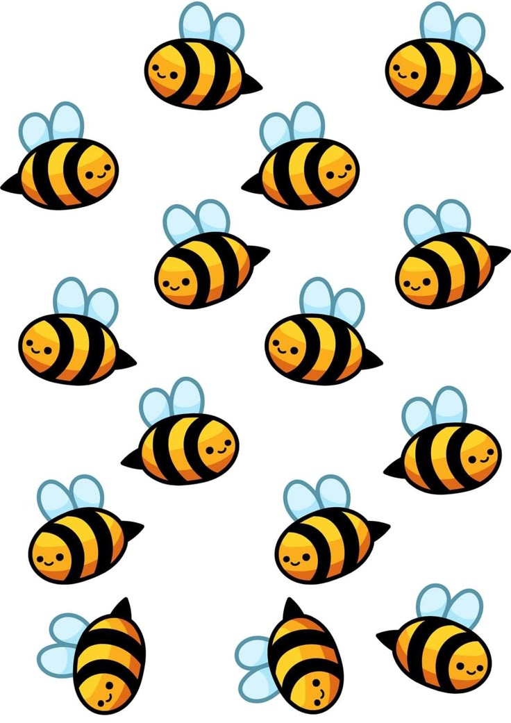 a bunch of bees that are in the middle of some sort of pattern on a white background