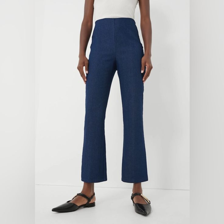 Ordered These And They Are Way Too Small For Me. Would Recommend Them For A Size 14 Or 16. Never Worn. Two White Marks Shown In Third Picture Were There When I Received The Pants. Still Available On The Tuckernuck Website! Great Pant For Spring!!! Fitted Dark Wash Denim Pants, Non-stretch Blue Cropped Leg Pants, Indigo Fitted Wide Leg Pants, Fitted Indigo Wide Leg Pants, Fitted Wide Leg Indigo Pants, Stretch Denim Blue Pants For Work, Chic Fitted Denim Blue Pants, Indigo Wide Leg Fitted Bottoms, Denim Blue Cropped Leg Pull-on Pants