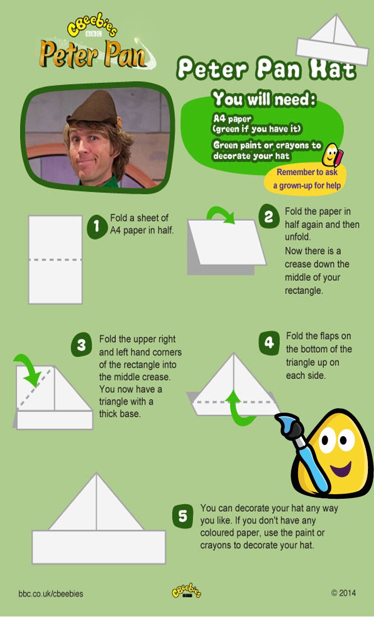 how to make an origami peter pan hat