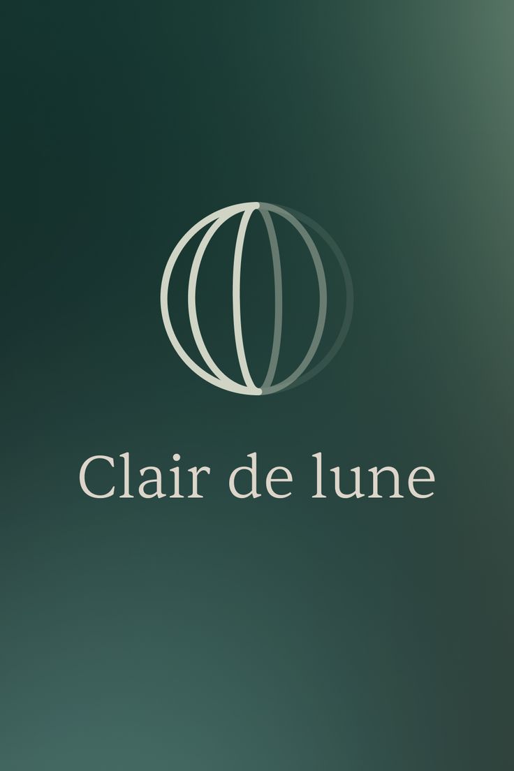 the logo for clair de lune is shown on a dark green background with white lines