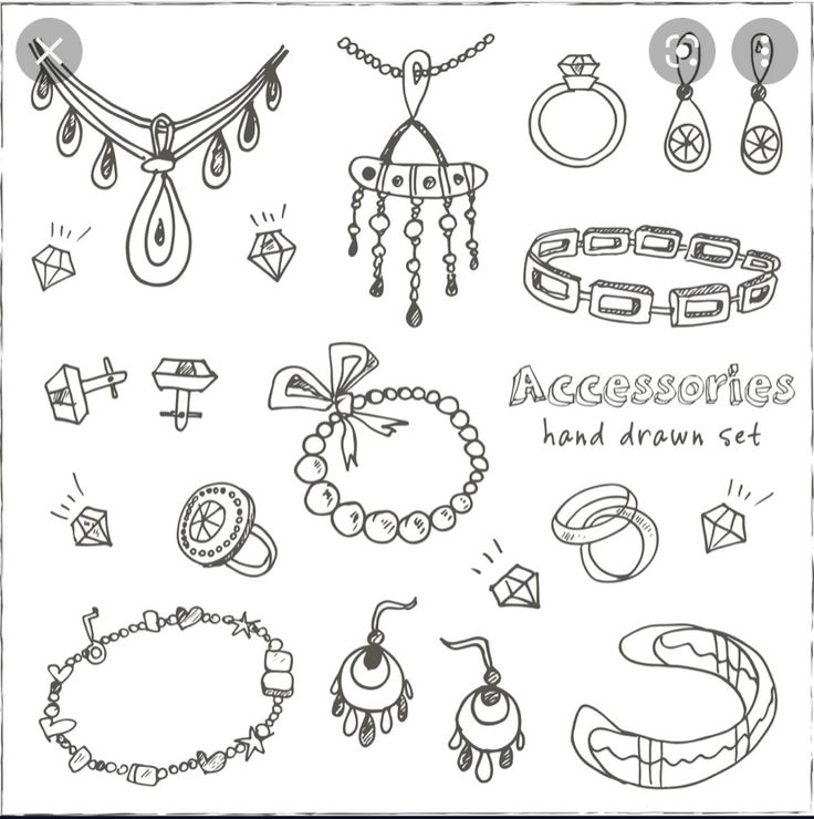 hand drawn jewelry set royalty illustration