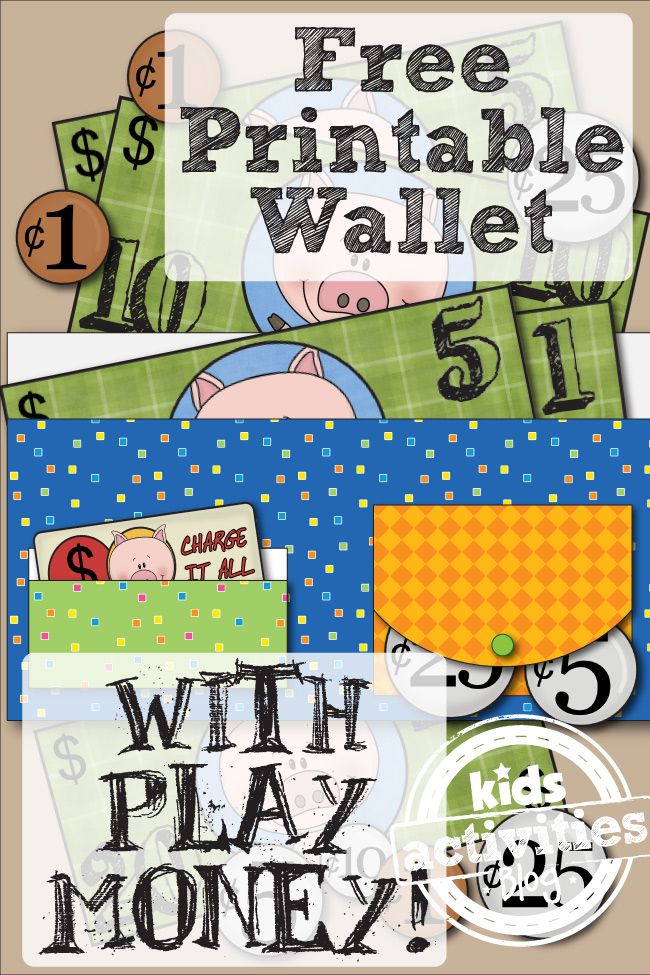 the free printable wallet with play money