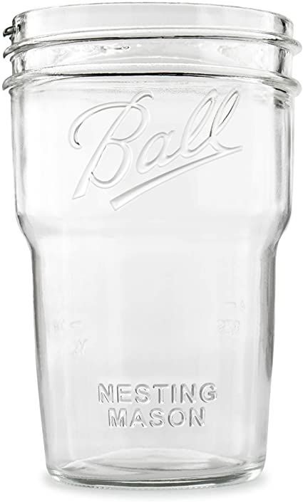 a ball mason jar is shown with the word, nesting mason on it's lid