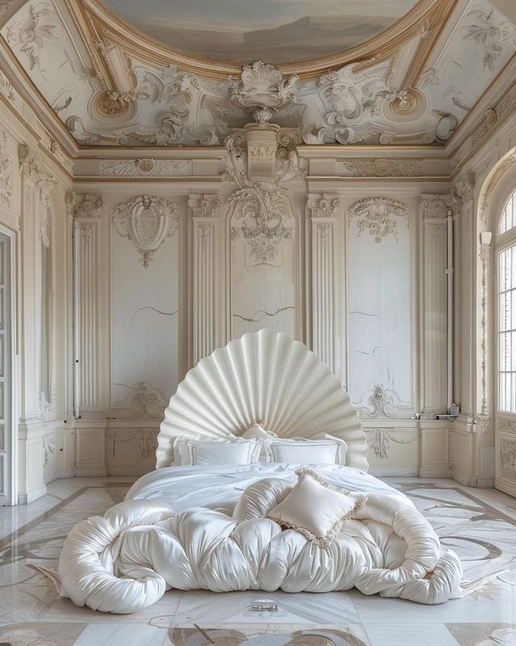 bed for pearls🪞 Clam Bed, Peach Bedrooms, Peach Bedroom, Oyster Bed, Installation Ideas, Bedroom Aesthetic, Bedroom Inspo, Sirens, Mansion