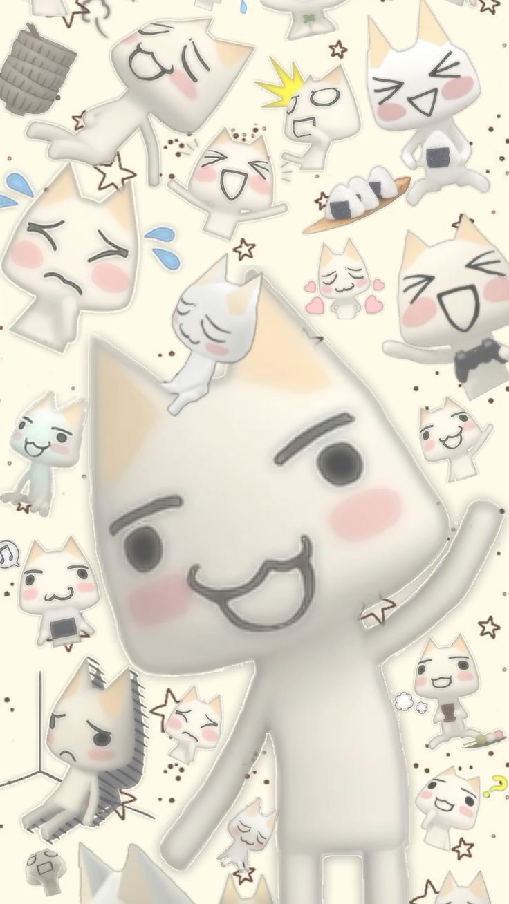 a white cat with many different faces on it's face