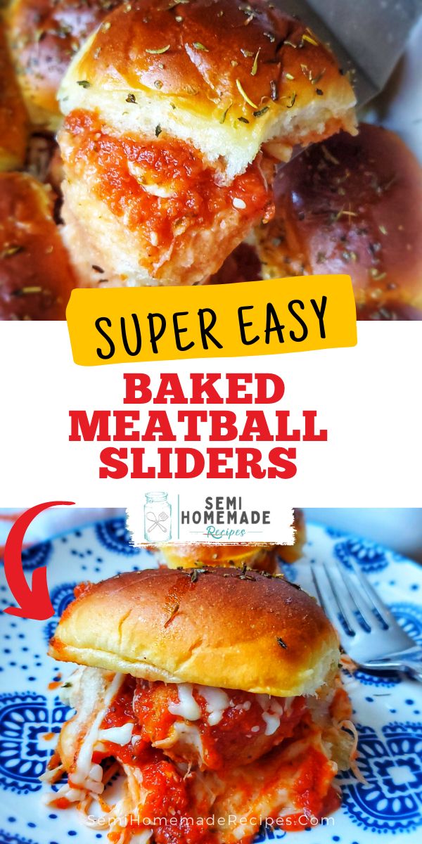 the recipe for baked meatball sliders is shown