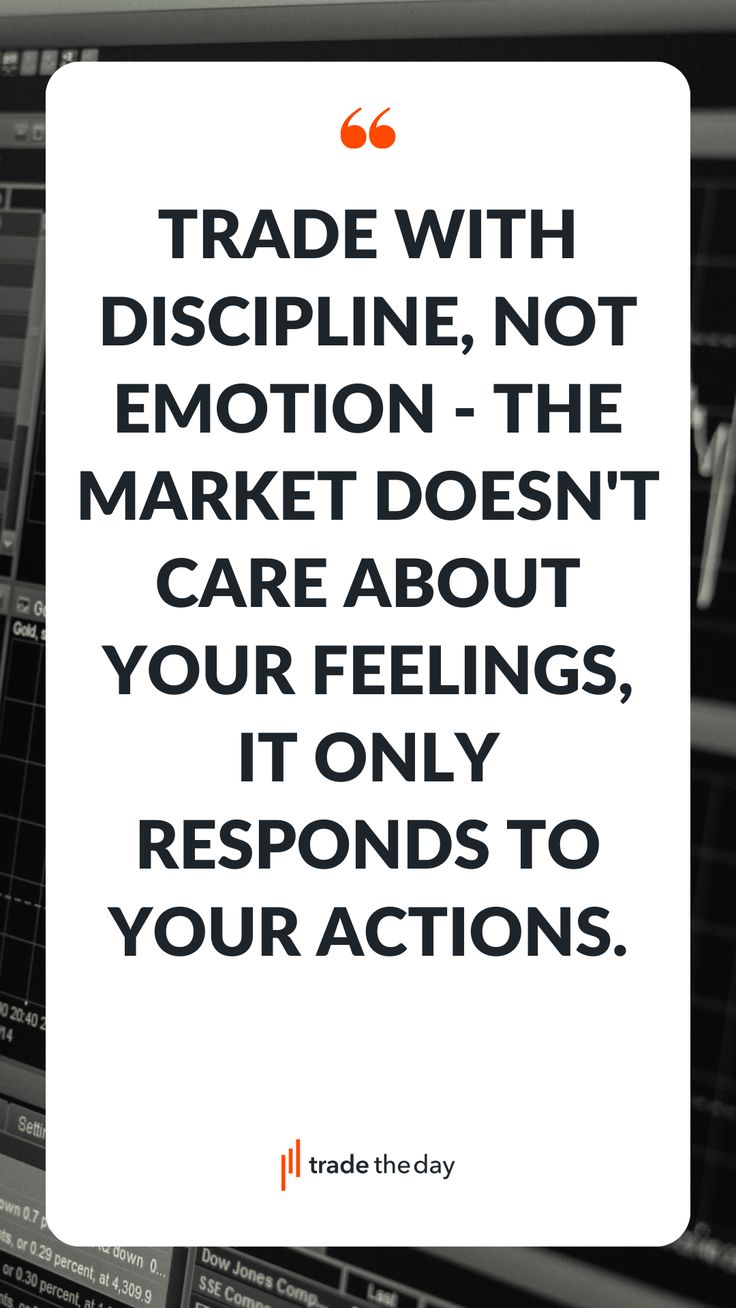 the quote on trade with discipline not emotion - the market doesn't care about your feelings, it only responds to your actions