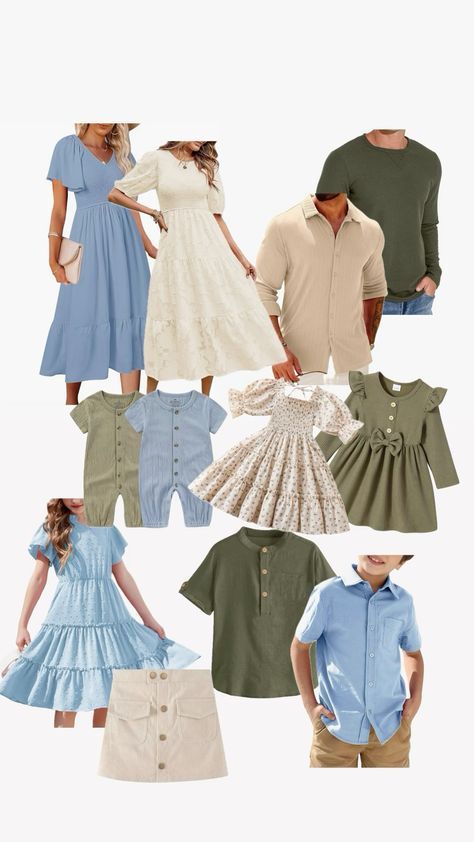 many different types of clothes are shown in this image, including dresses and shirts with collars