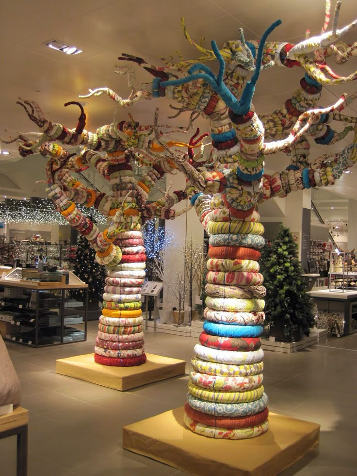 there are many different types of items on display in the store, and one is made out of yarn