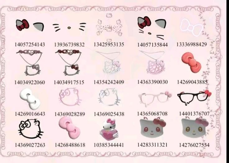 Hello Kitty Codes, Diy Nose Rings, Accessory Codes, Yk2 Outfits, Modern Decals, Fancy Dress Code, Pink Wallpaper Hello Kitty, Y2k Hello Kitty, Bloxburg Decals Codes Wallpaper