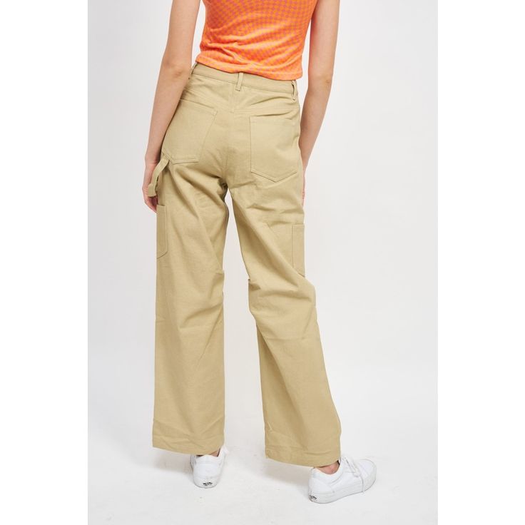 Straight-leg cargo pants from Emory Park in a solid color. Made of 100% cotton and tailored in a high-rise cut with a casual fit. Features a font fly zipper with button closure and belt loops to accessorize with ease. Two front pockets and two cargo side pockets complete the design. Cotton Cargo Jeans In Straight Fit, Khaki Cotton Straight Cargo Jeans, Khaki Cotton Tapered Leg Cargo Jeans, Tapered Leg Khaki Cargo Jeans, Cotton Straight Cargo Pants, High-waisted Cotton Cargo Work Pants, Cotton Cargo Parachute Pants With Straight Leg, Cotton Straight Leg Cargo Parachute Pants, Cotton Cargo Style Parachute Pants With Straight Leg