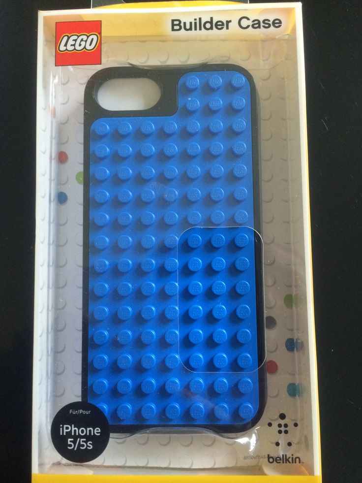 an iphone case made out of legos is shown in its packaging, and it's blue