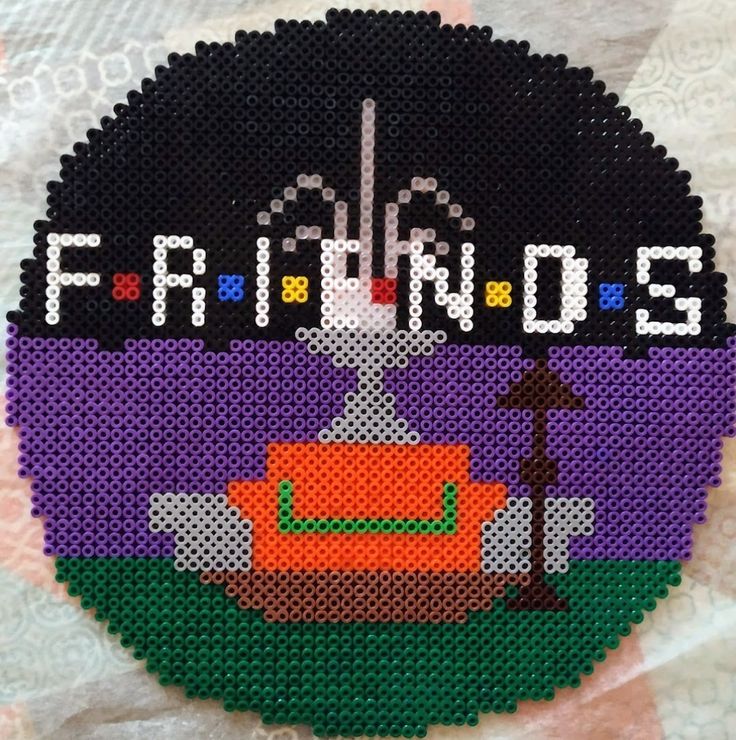 a cross stitch picture with the words friends on it