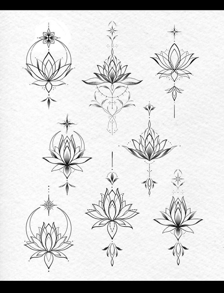 the lotus tattoo designs are drawn on paper