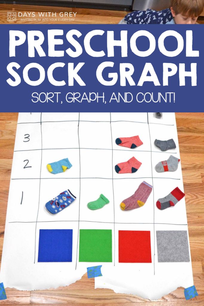 a book cover with the title preschool sock graph sort, graph and count on it