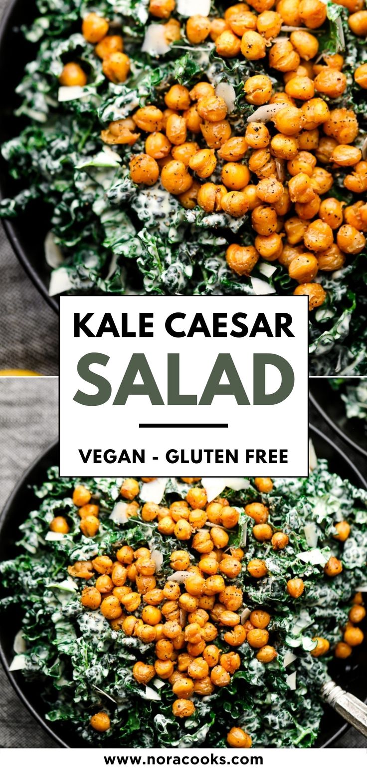 kale caesar salad with vegan and gluten free dressing on the side