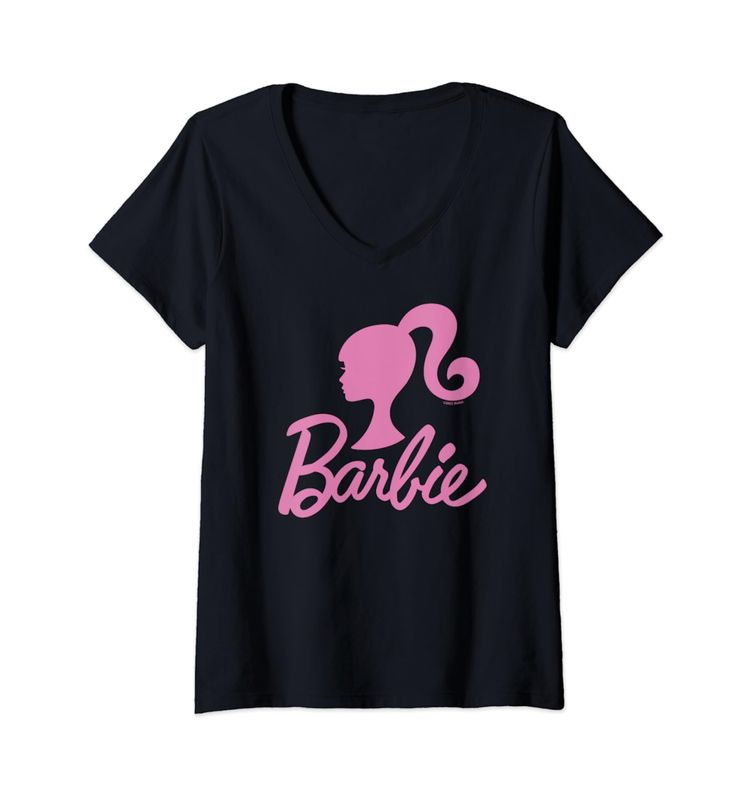 a women's t - shirt with the word barbie written in pink on it