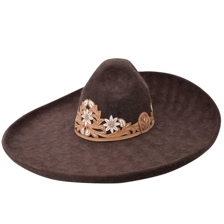 Sombrero Charro Fino de Pelo de Conejo Original WD-764 - White Diamonds Boots Charro Hat, Cowboy Gear, Leather Headbands, Traditional Mexican, Color Cafe, Leather Hats, Cowgirl Hats, Felt Hat, Rabbit Fur