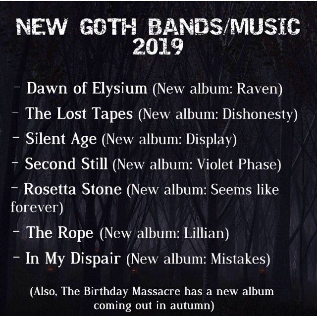 the new goth bands / music list for 2009, including dawn of elysmn