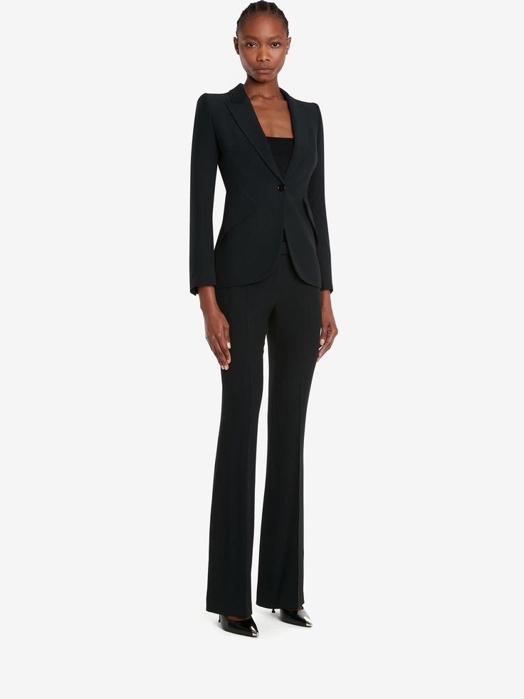 Elevate your style with our Black Cotton Suiting Custom-Made Women's Pant Suit Set--the perfect blend of sophistication and comfort. Tailored to perfection, this outfit is designed for business formal occasions, prom, or any special event where you want to make a lasting impression. The regular fit ensures a flattering silhouette, while the high-quality black cotton suiting fabric exudes elegance. Unleash your confidence and showcase your unique style with this chic ensemble--an ideal Christmas gift for the fashion-forward woman in your life. Embrace the power of tailored fashion and step into every occasion with grace and poise. Welcome to THE MAGNUS ATELIER on Etsy! We want to ensure your shopping experience is delightful and transparent. Please take a moment to review our shop policies Black Alexander Mcqueen, Tailored Fashion, Travel Capsule, Tailored Suit, Professional Wardrobe, Pantsuits For Women, Prom Outfits, Women Formals, Pant Suit