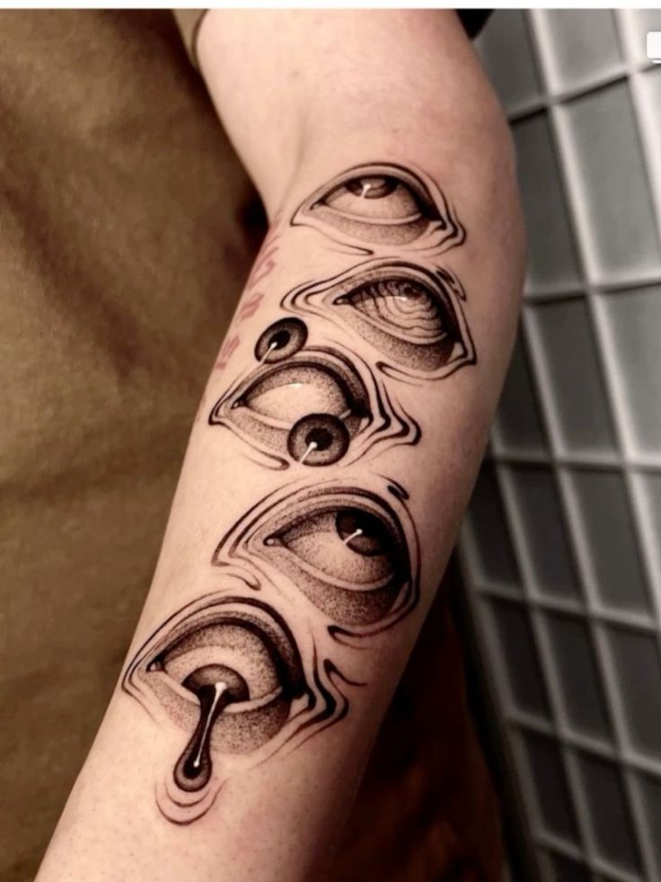 a person with a tattoo on their arm has an all seeing eye design on it