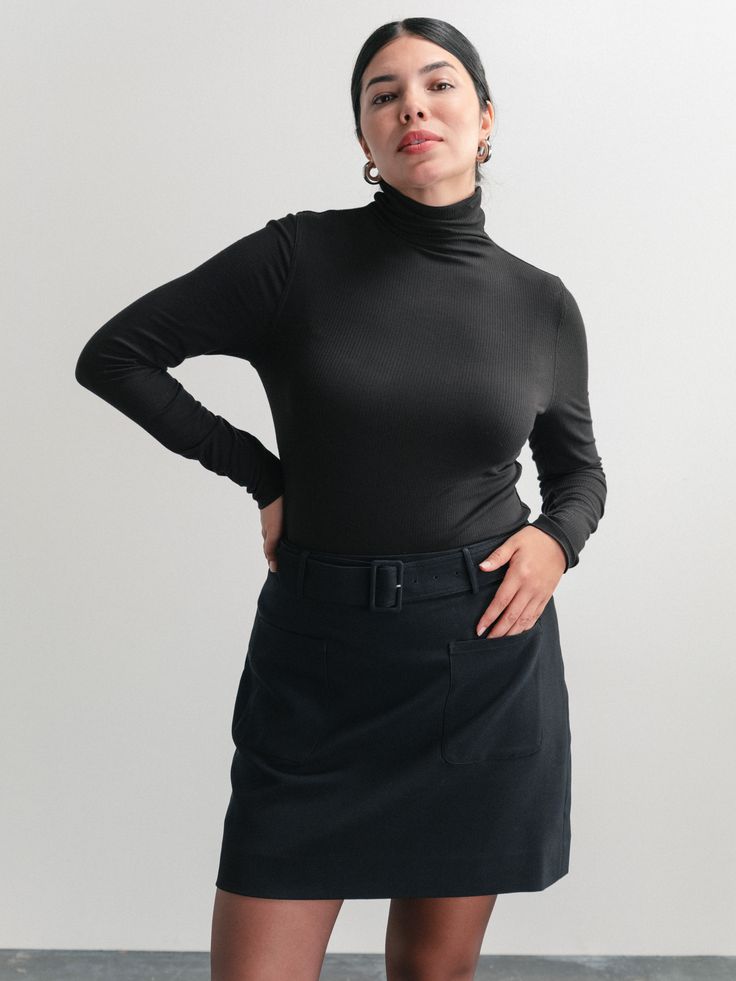 A turtleneck is a staple piece for a classic look, worn by itself or under any sweater or jacket. This one has interesting details such as a fine ribbed fabric and buttons up the back of the neck—yes, wear your hair up to show them! And remember, the little details of your life matter. Black Turtle Neck, Women Encouragement, Black Turtleneck, Staple Pieces, Ribbed Fabric, Sweater Weather, Up Hairstyles, Classic Looks, Turtleneck Sweater