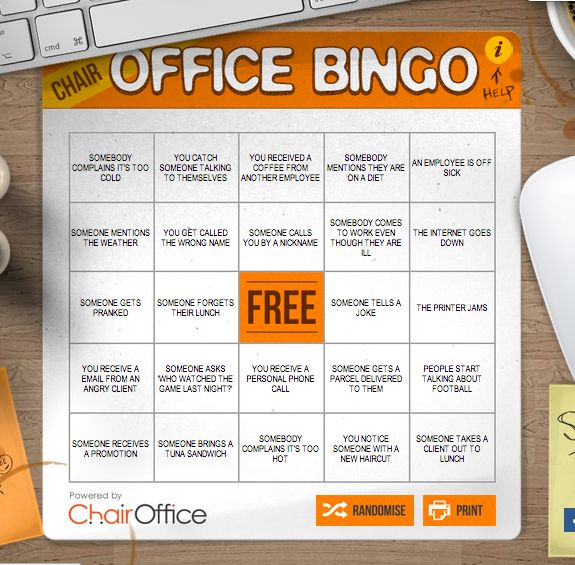 a desk with a keyboard, mouse and other office items on it that include a free printable game