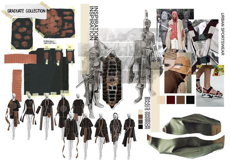 the collage shows different types of clothing and accessories