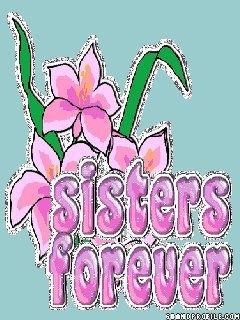 the logo for sisters forever with pink flowers