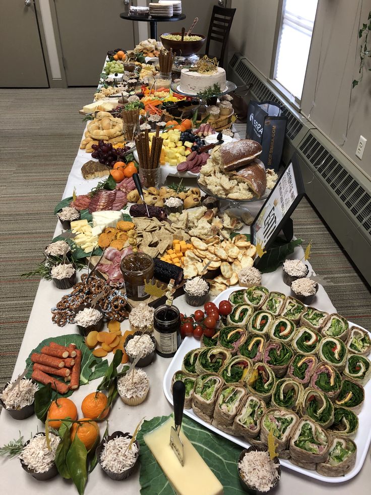 a long table filled with lots of food