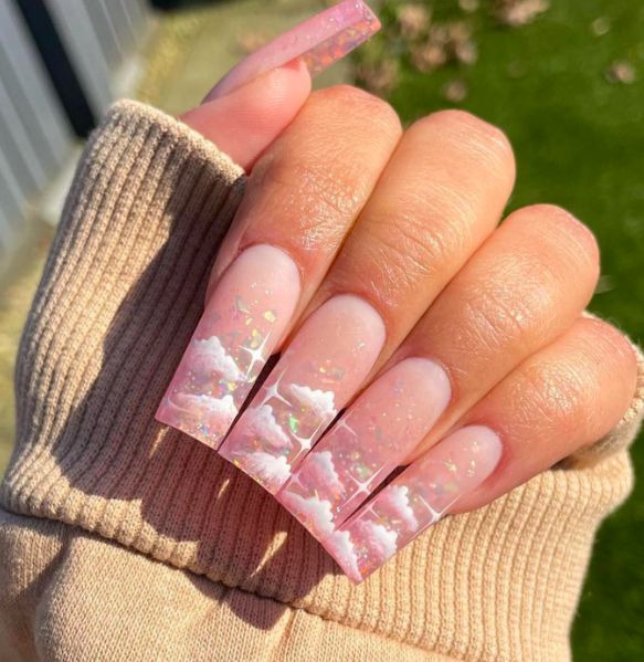 Cloud Nails, Blush Nails, Simple Nail Art Designs, Popular Nails, Star Nails, Nail Art Ideas, Cute Nail Designs, Creative Nails, Best Acrylic Nails