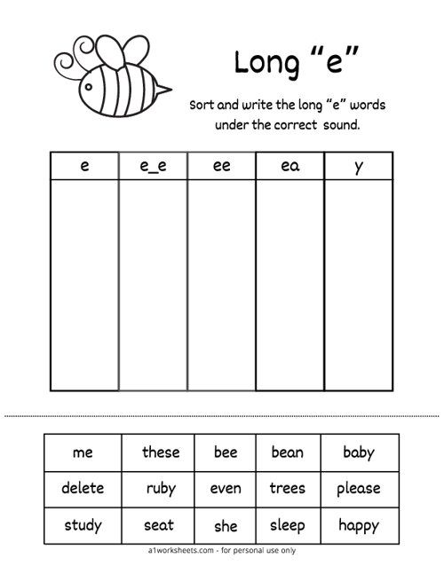 long e worksheet with words and pictures to help students learn how to read