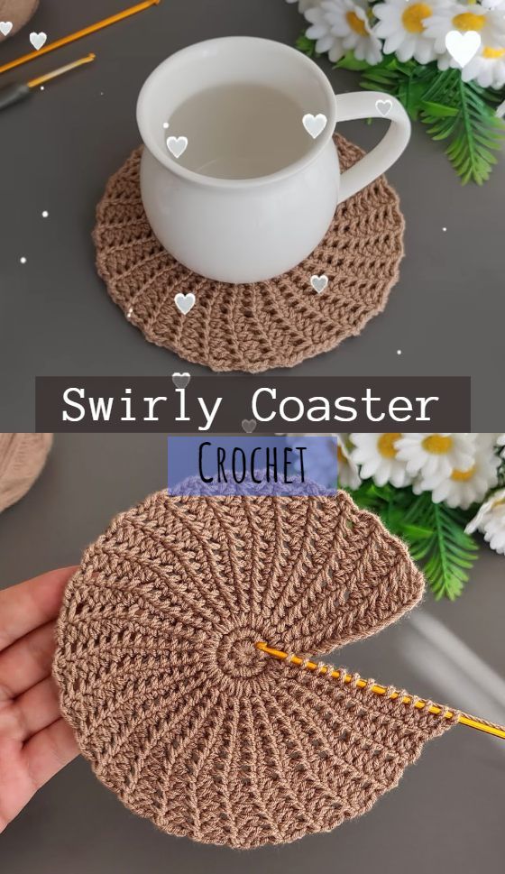 the crochet coasters are made with yarn